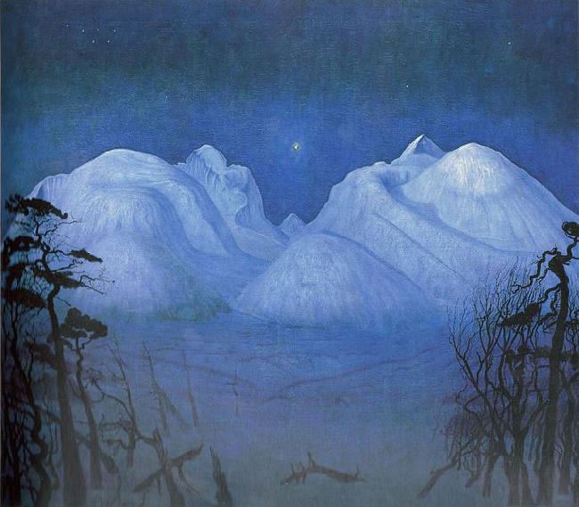 Harald Sohlberg Vinternatt i fjellene oil painting image
